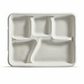 Huhtamaki Chinet Chinet SLT5 5 Compartment tray Natural 8.25 in.X10.375 in.x1 in. Pulp 2, 240PK 21032
